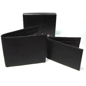 NEW Mens RFID Block BIFOLD WALLET +Removable PASSCASE Buxton Black Faux Leather